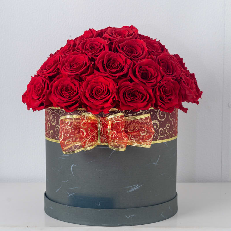 Love you Forever Roses - Real preserved roses lasting years! (roses can be any color upon request/availability, box/vase may vary) 