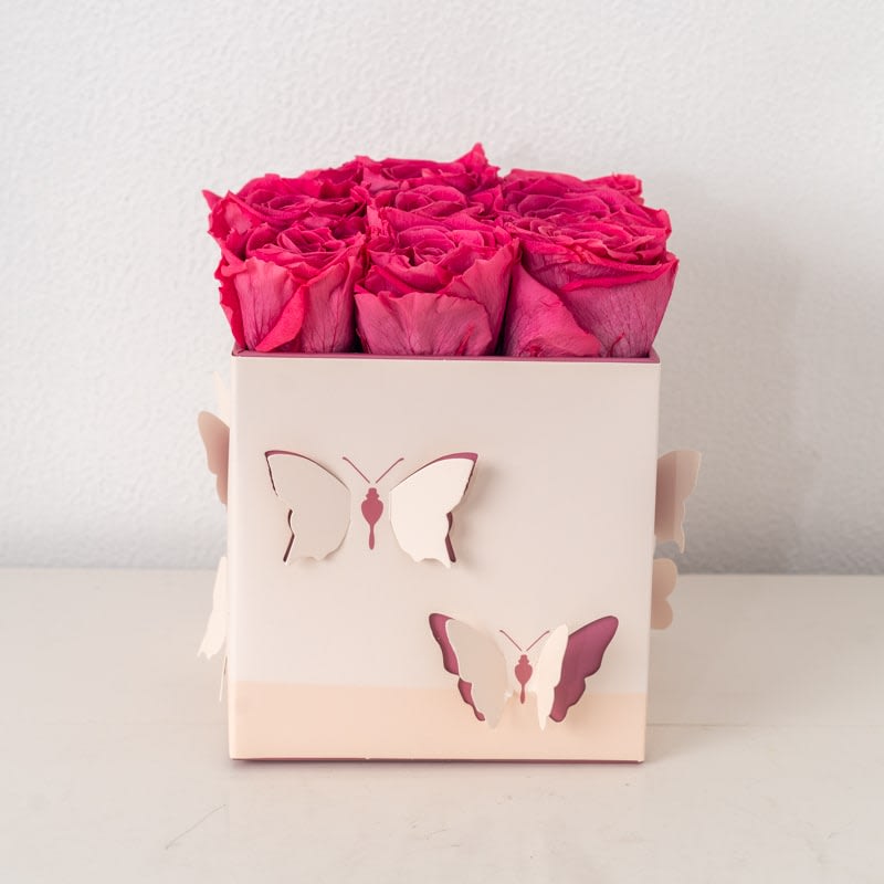 Butterfly Dreams Roses - Real preserved roses lasting years! (roses can be any color upon request/availability, box/vase may vary) 