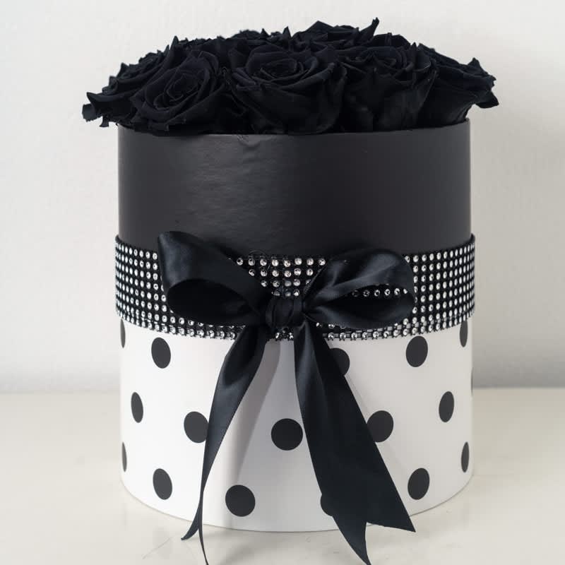 Polka Dots Roses - Real preserved roses lasting years! (roses can be any color upon request/availability, box/vase may vary) 