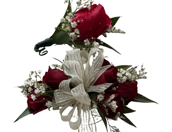 Prom Special - Prom special with a boutonniere and wrist corsage made with roses.
