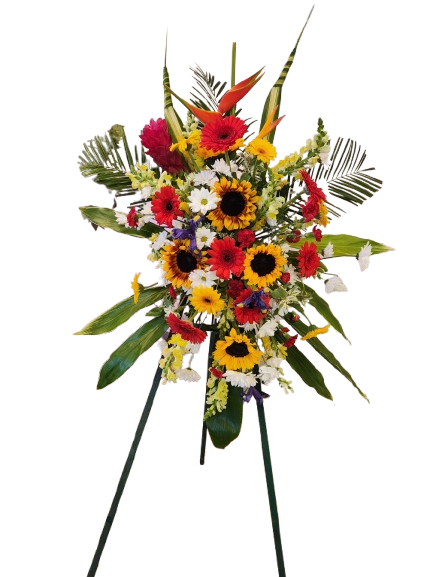 Funeral Standing Easel Spray for Sympathy - A Bright Sunflower Standing Easel for The Service.