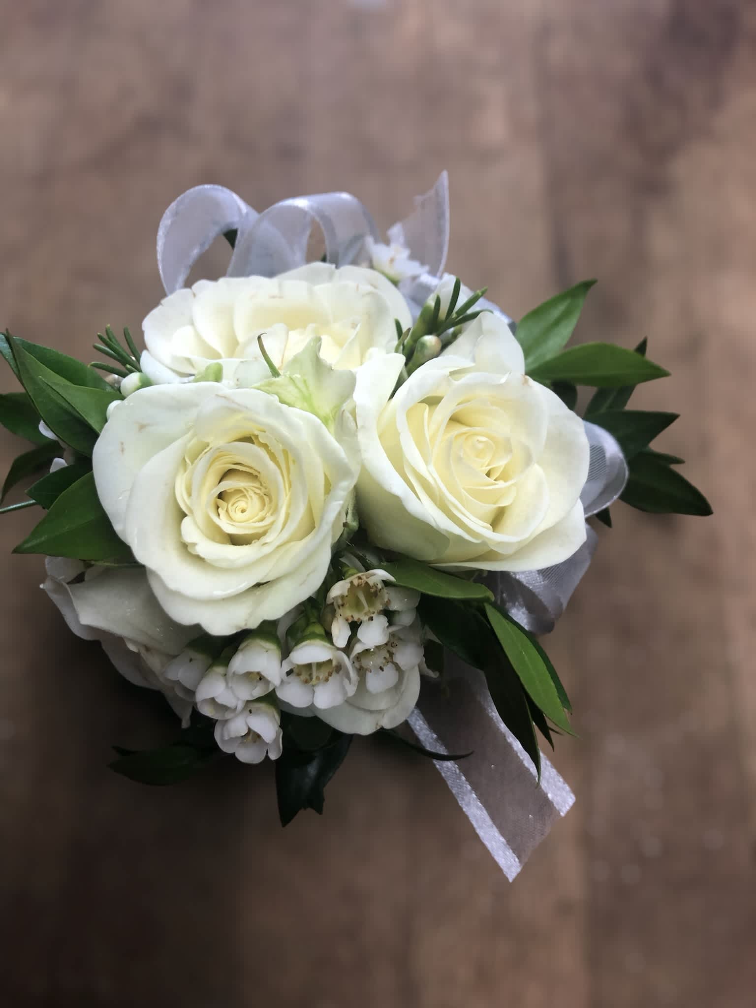 Corsage  - Spray Roses, Filler, Greenery