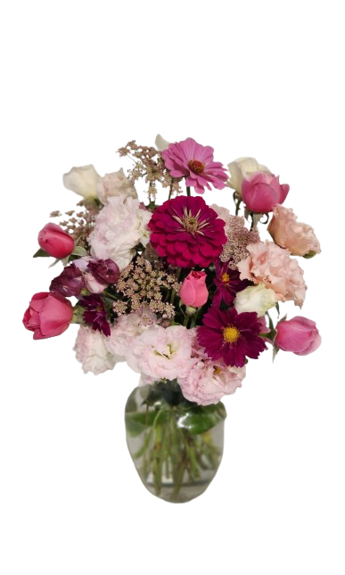 Mixed Summer Bouquet Mixed Summer Bouquet - This is a bouquet of mixed summer flowers like lisianthus,, roses, zinnias and more. It is great for brightening up anyone.