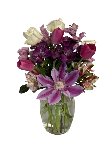Roses Tulips Bouquet - Mixture of Roses, Tulips, Alstroemeria and More flowers