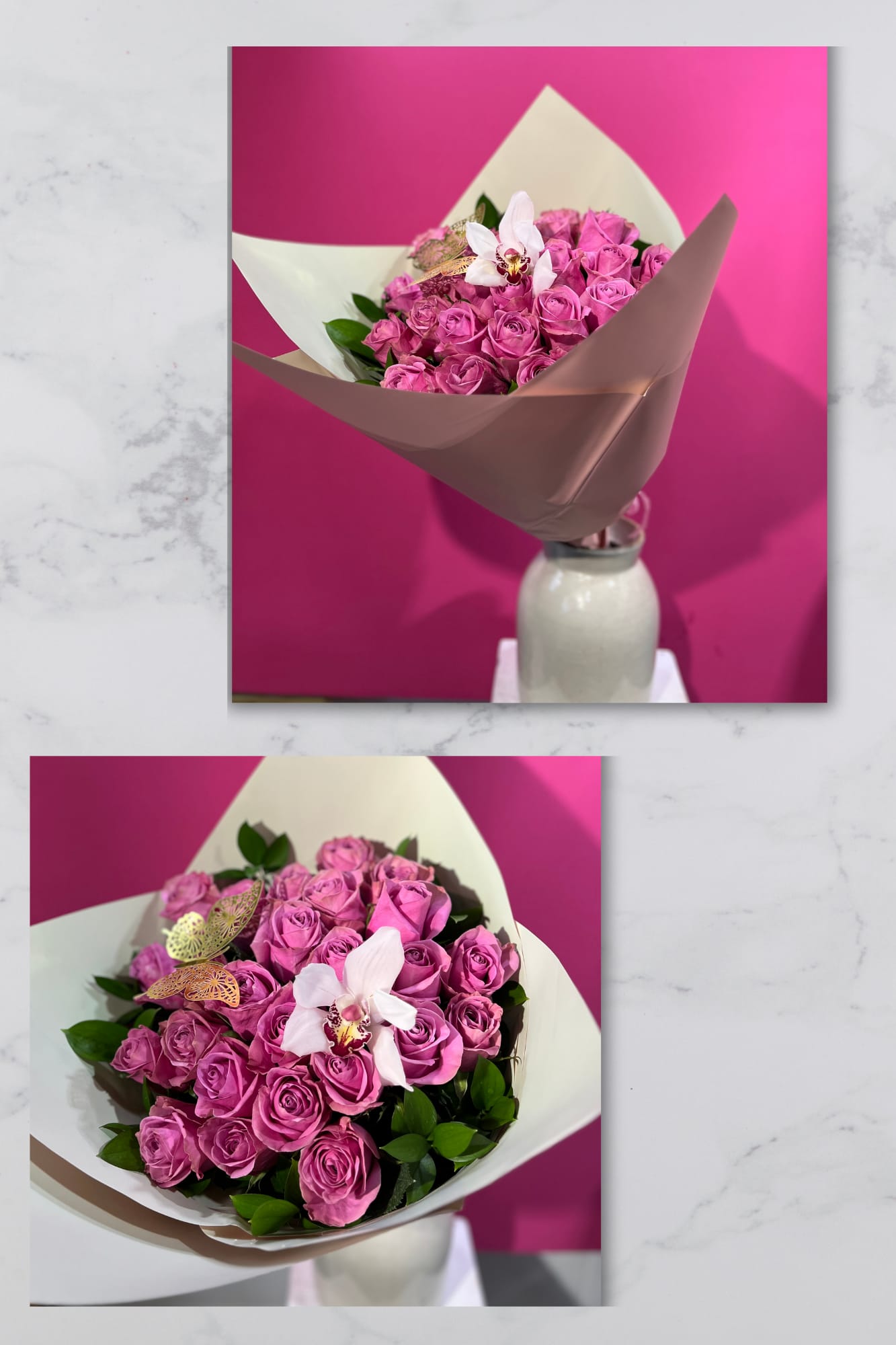 BUTTERFLY LAVENDER BUTTERFLY LAVENDER - 24 BEAUTIFUL LAVENDER ROSES "CUT BOUQUET"