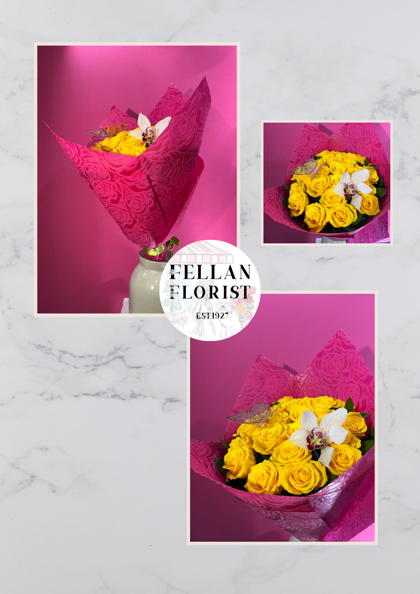 SPLENDOR SPLENDOR - 24 BEAUTIFUL YELLOW ROSES  WRAP BOUQUET