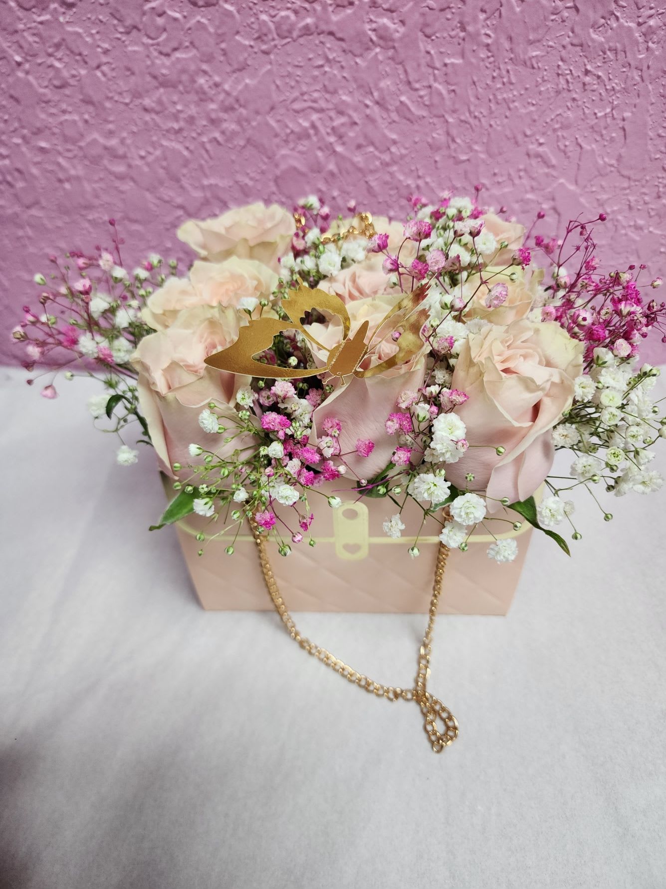 monit - Luxurious Handbag, Roses and 1 butterfly .. It is the perfect gitf..
