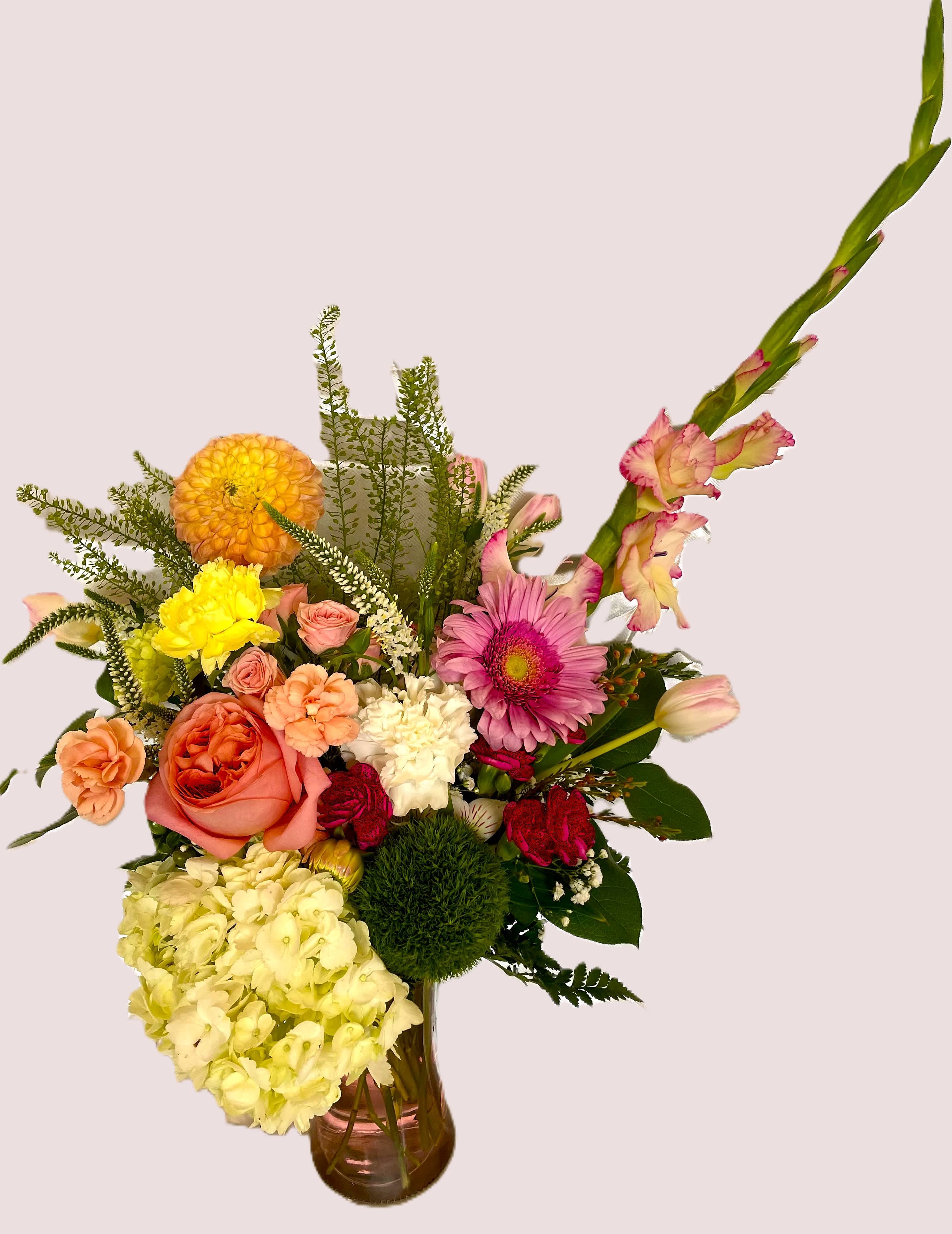 Beautiful Day Arrangement Beautiful Day Arrangement - Give someone a beautiful day, by sending this uniquely designed arrangement. Colorful, gorgeous and modern. Lot's of color and lovely styled arrangement. Make their day!