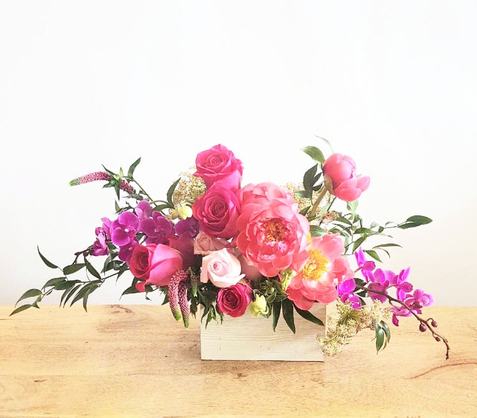 make special day make special day - Wood vase filled with gorgeous flowers like peonies ( when in season) orchid, roses and more. Send the best flowers from the best florist in Maryland. This design is front focused. There are flowers in the back but not the same as the front. Send more love with premium.