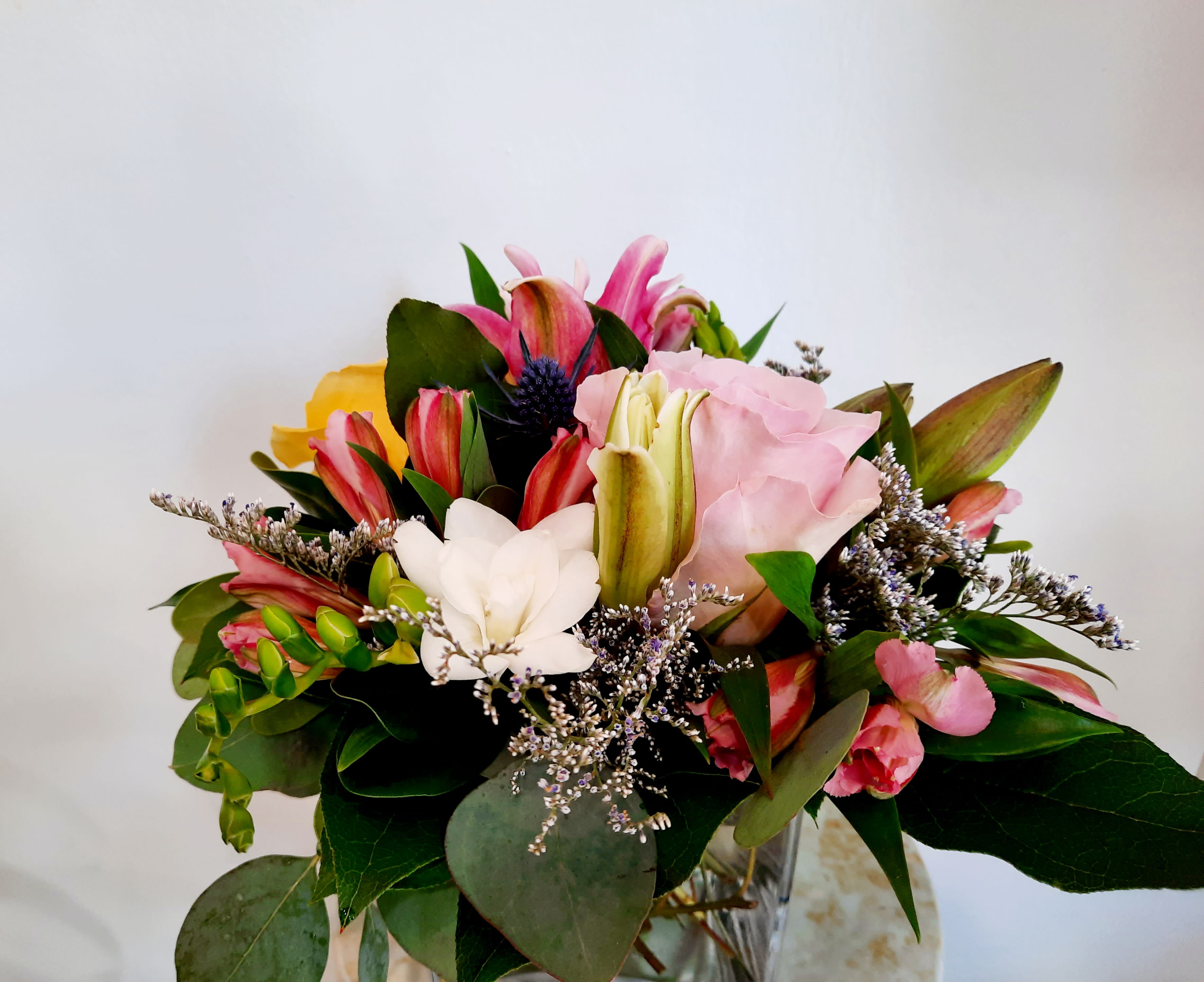 My Girl! My Girl! - Lilies, roses and alstroemeria nicely placed just to let that special someone know how you feel about them.