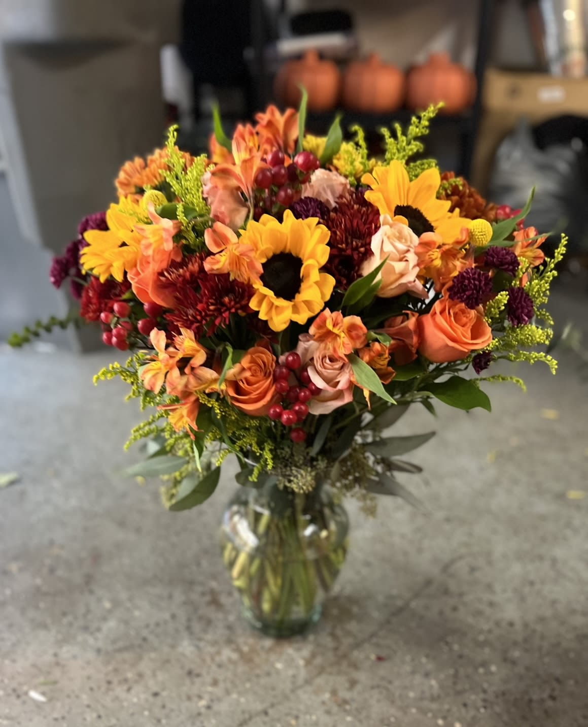 Fall Dreams by Ray - A big arrangement with all fall colors. 