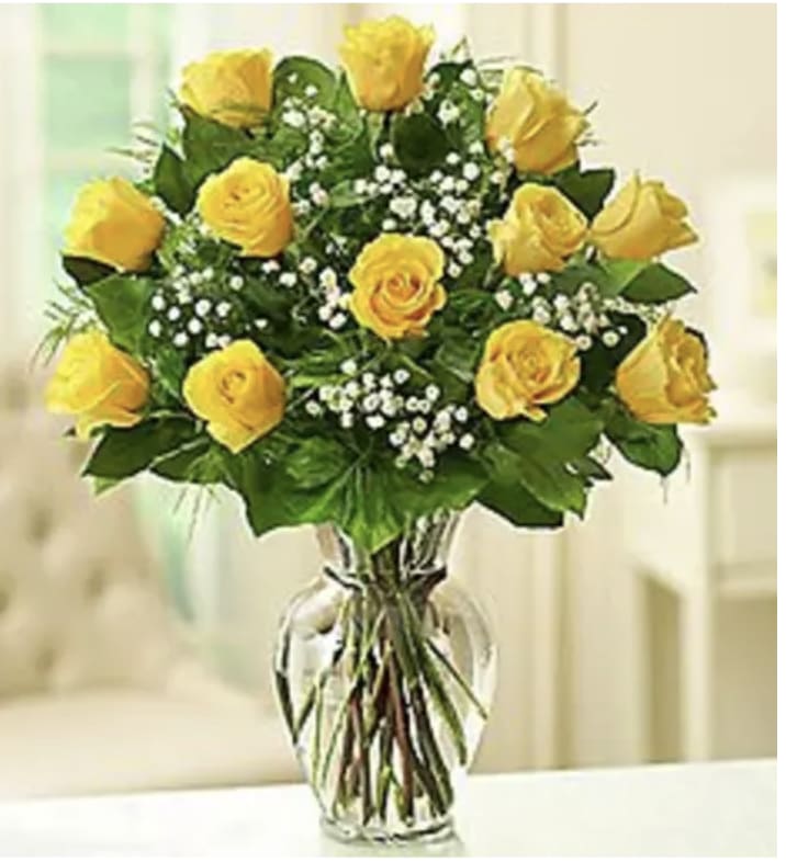 Yellow Roses - A dozen gorgeous yellow roses are the perfect romantic gift to send to the one who's always on your mind and in your heart. 