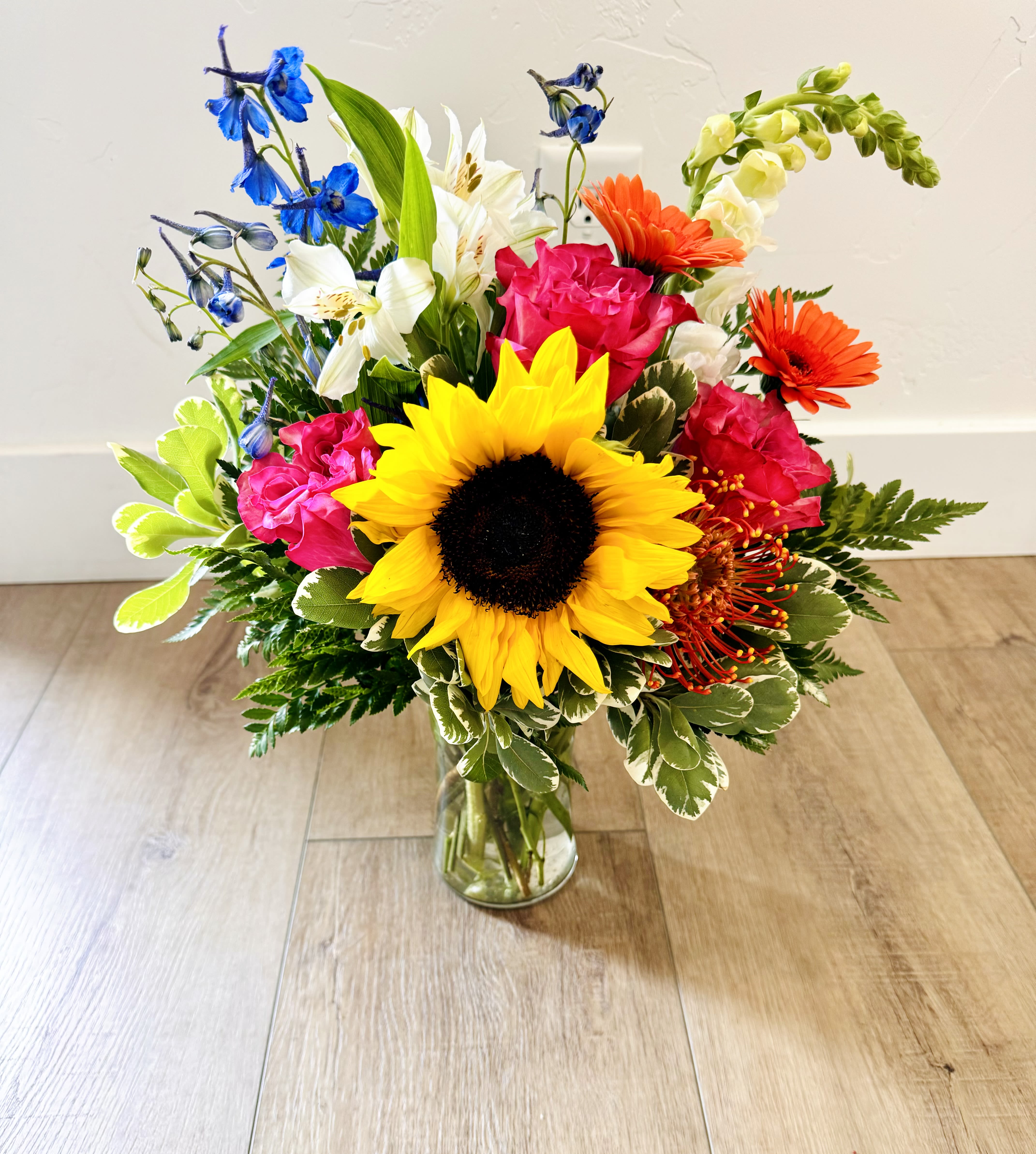 Sunflower Sunshine. Sunflower Sunshine. - A beautiful custom arrangement with sunflowers, roses. alstroemeria and more.