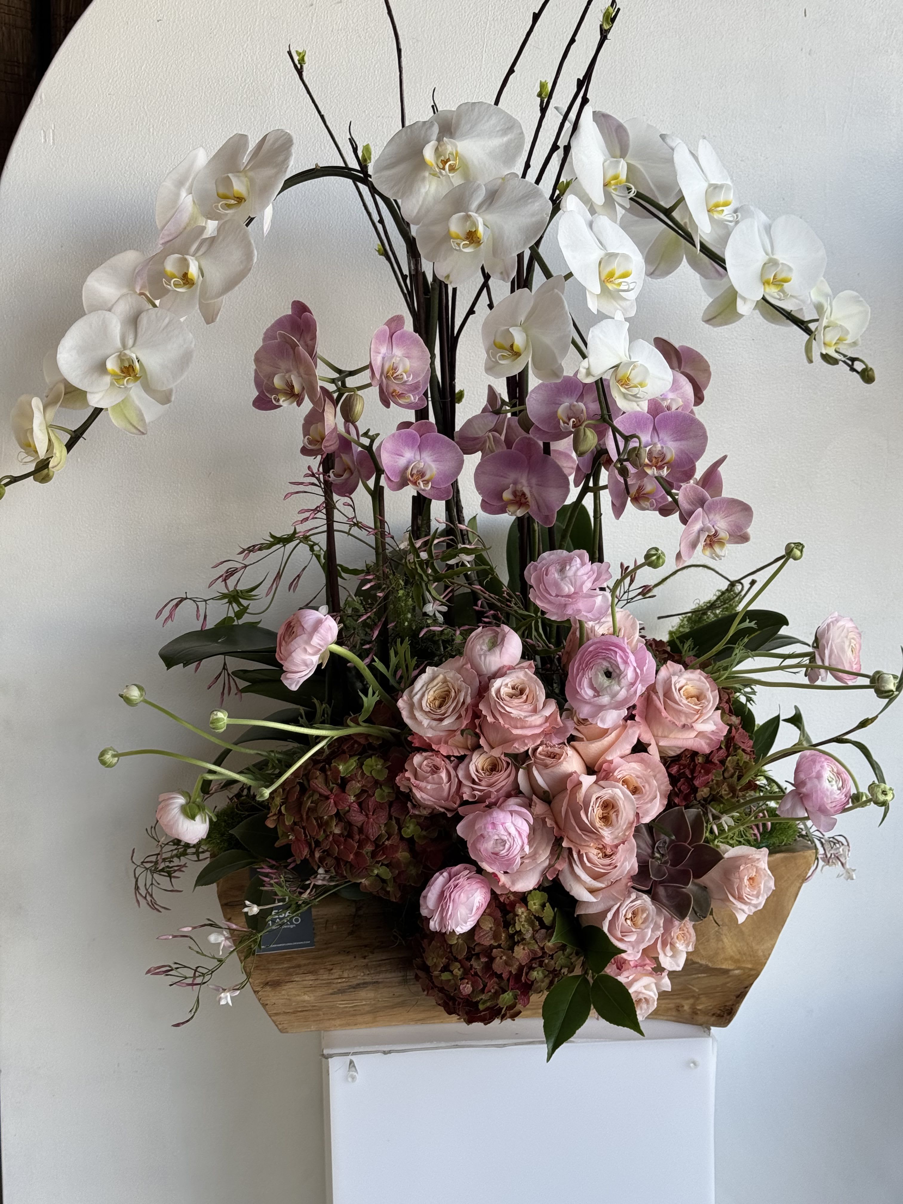 Orchids and Flowers  - Teakwood container beautifully designed with flower and also orchids