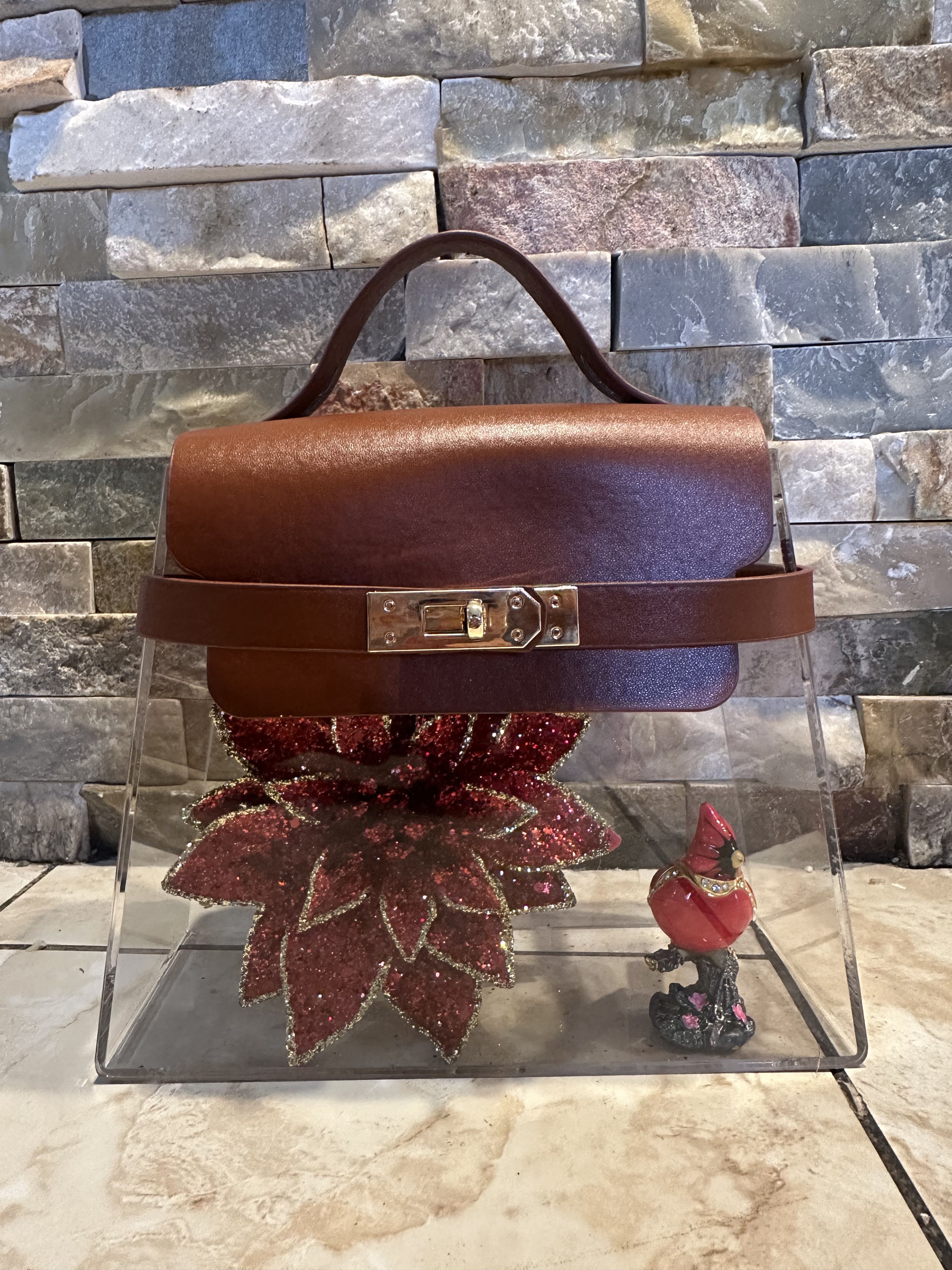 Deluxe brown purse - Fancy brown purse with gift inside