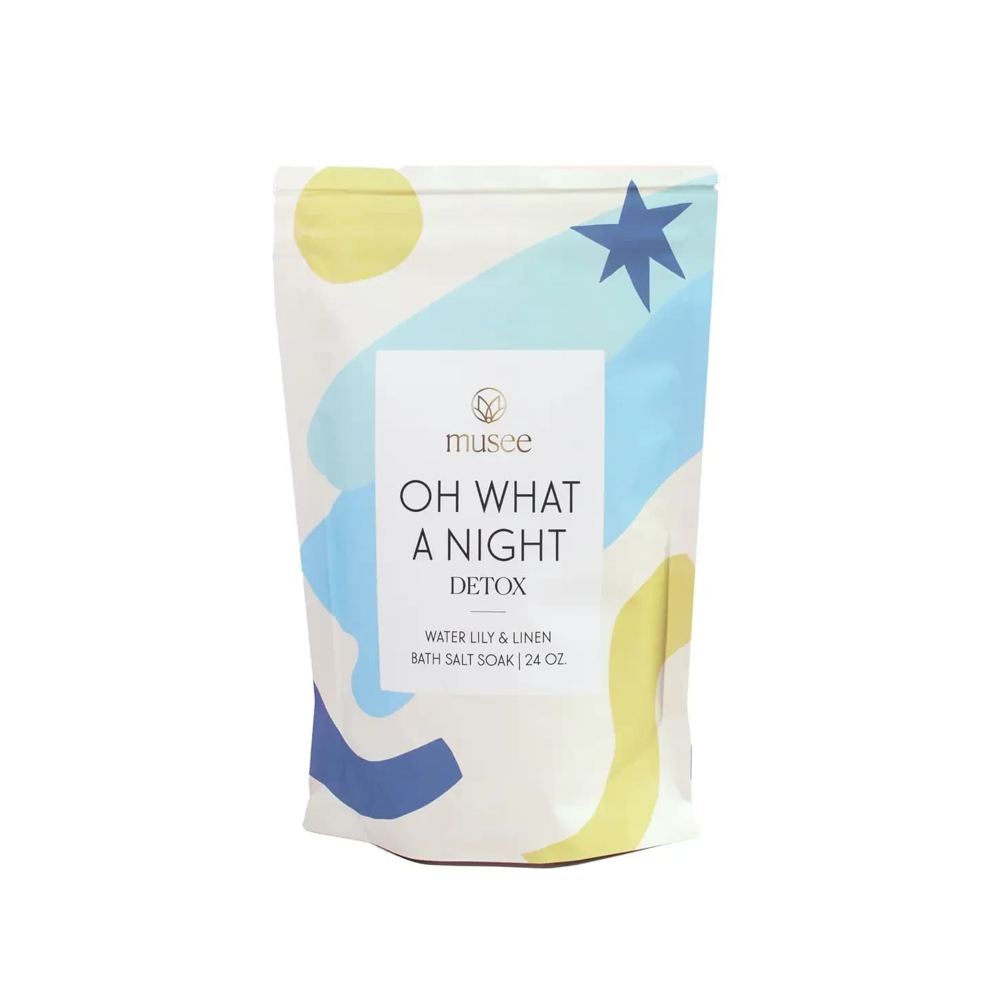 Musee Oh What A Night Bath Soak Musee Oh What A Night Bath Soak - Soak in the swirls of spearmint and sweet citrus while detox salts clarify your skin of impurities. Fragrance: Water Lily; Linen