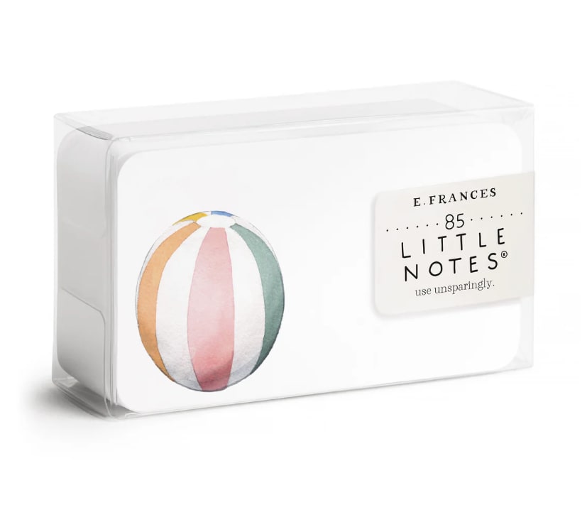 E. Frances Beach Ball Little Notes® - The original Little Notes® are small notecards with big charm.  Unlock smiles, spread cheer, and send more love! Each Little Note has a hand painted watercolor illustration on the front and back. And yes, you read that correctly - each box contains 85 tiny notecards for you to use unsparingly! From memos and reminders to lunch box notes, place cards, and gift tags, the possibilities for these versatile cards are endless. Let your creativity soar as you find ways to inspire joy and use Little Notes® in your everyday life. Widely imitated but unmatched in their unique charm, these are the ones that ignited the craze!