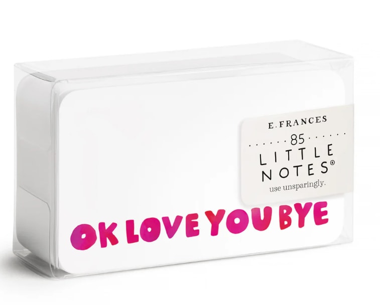 E. Frances Okloveyoubye Little Notes® - The original Little Notes® are small notecards with big charm. These Okloveyoubye Little Notes® will unlock smiles, spread cheer, and send more love! Each Little Note has a hand painted watercolor illustration on the front and back. And yes, you read that correctly - each box contains 85 tiny notecards for you to use unsparingly! From memos and reminders to lunch box notes, place cards, and gift tags, the possibilities for these versatile cards are endless. Let your creativity soar as you find ways to inspire joy and use Little Notes® in your everyday life. Widely imitated but unmatched in their unique charm, these are the ones that ignited the craze!  Get creative and tag your social media pics #LittleNotesInTheWild and show us how you use your Little Notes! Made in the USA.