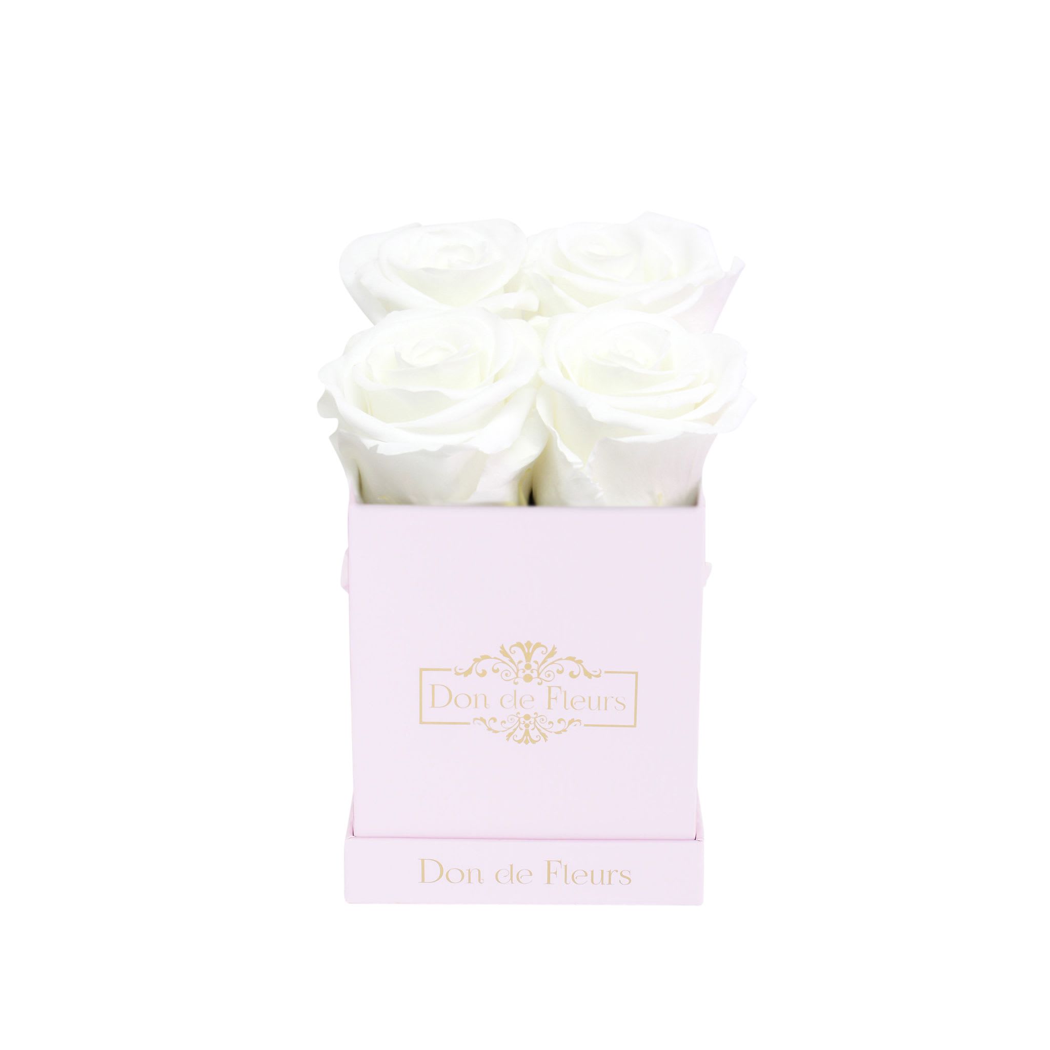  Petite Blush Pink Square Preserved Rose-White - Rose Color: White Rose Count: 4 Preserved Rose Lifespan: 1 Year+  Box Dimensions: 4&quot; x 4&quot; x 4.5&quot;  As Vincent Van Gogh said, “Great things are done by a series of small things brought together.” Our petite preserved box may be small but were designed for you to do something great and memorable, whether that is saying I love you, thank you, or just because I am thinking of you. Don’t let their sizes fool you, they are ever enduring in their beauty and impressions. The petite square forever roses box design was created to bring elegance, luxury, and simplicity. 