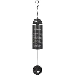 Carson 18" Cylinder Chime Carson 18" Cylinder Chime - Our 18" Cylinder Sonnets are comprised of a UV printed steel cylinder with metal construction and industrial cordage. Adjustable striker. 3" Diameter x 7" Length tube ~ Deep Tone ~ Assorted Sympathy Sayings and Colors