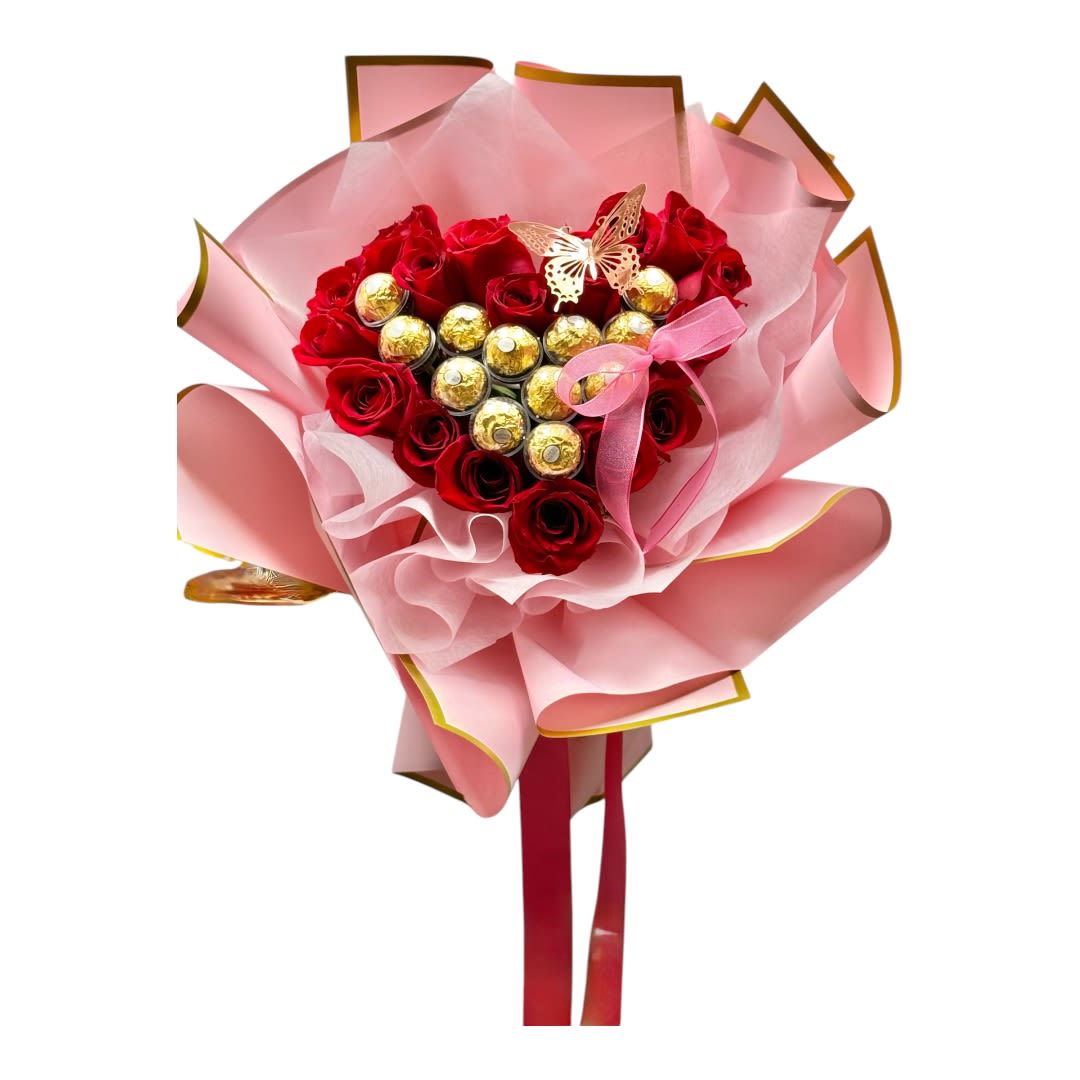 Heart rose with choco Heart rose with choco - Red. Pink. White. Yellow etc colors with chocolate
