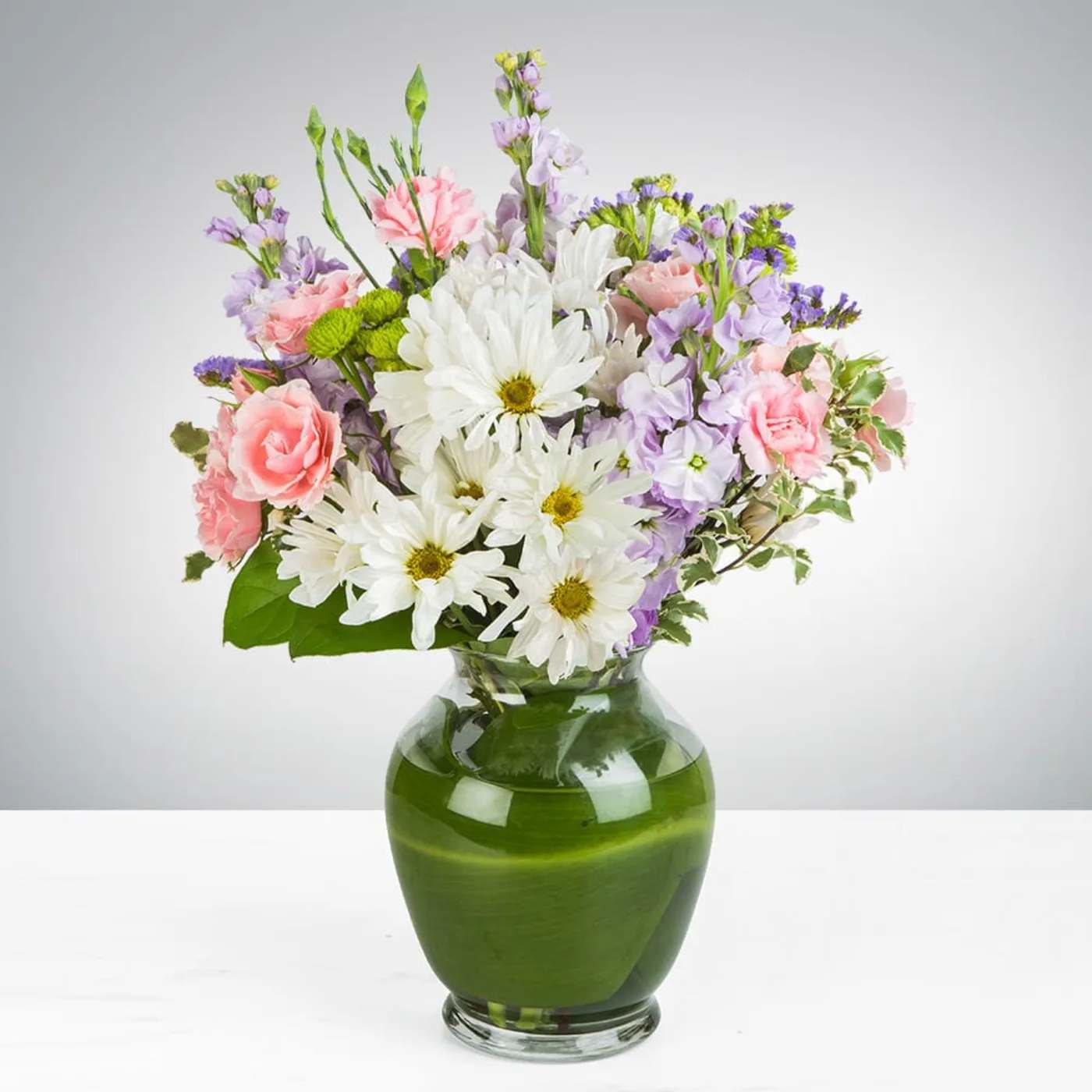 Blushing Fields by BloomNation™ Blushing Fields by BloomNation™ - This spring bouquet is the perfect gift to freshen up any home or office. This arrangement contains Roses, Stock, Carnation and other seasonal blooms. This is a great gift for a Birthday, Mother's Day, Thank You, or Just Because. APPROXIMATE DIMENSIONS: 14.5 H" X 11" W
