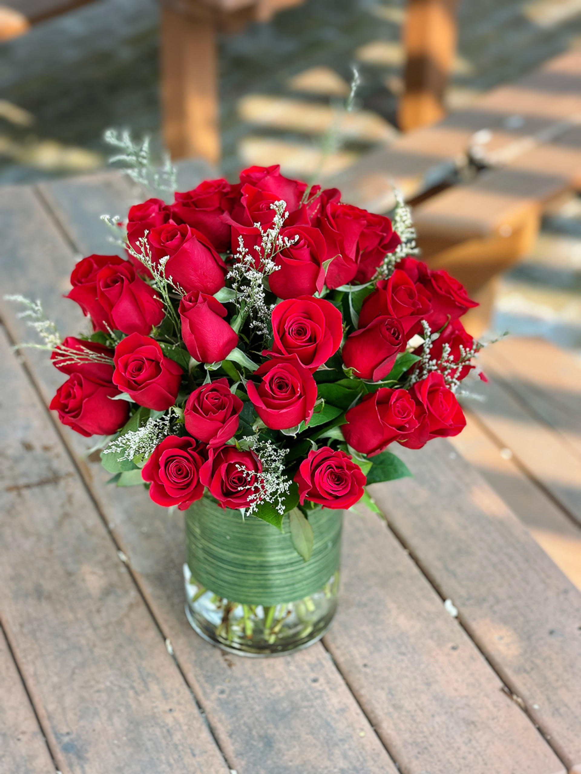 Three Dozen Red Roses Three Dozen Red Roses - Make a bold statement with this beautifully simple design. Three Dozen Red Roses is the perfect gift for Valentine's Day, an Anniversary, or when anytime you're feeling romantic.