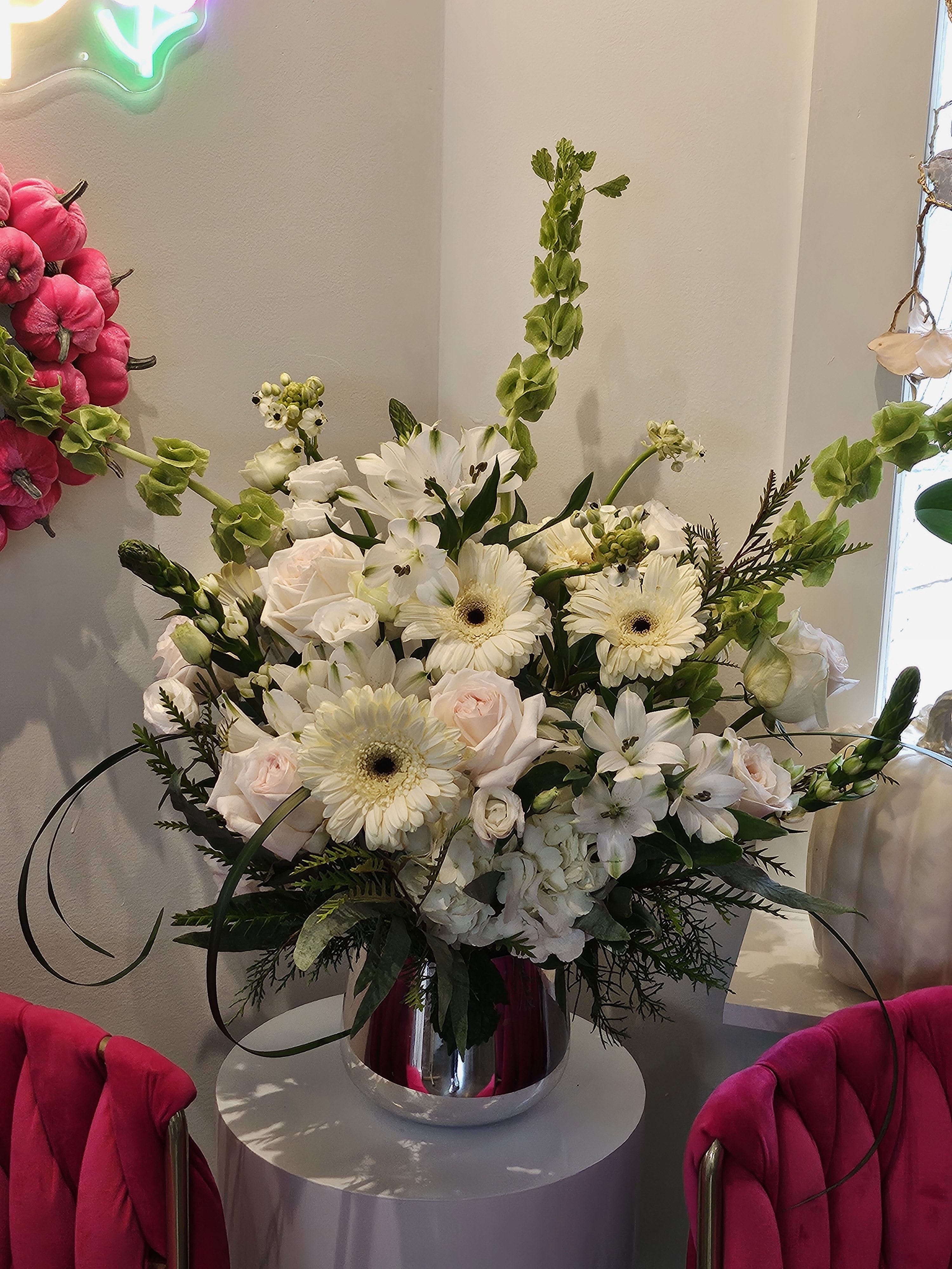 Loving Grace  - As hopeful as the bright horizon ahead, this glorious white bouquet of hydrangea, roses, gerberas is a peaceful tribute to a truly beloved.