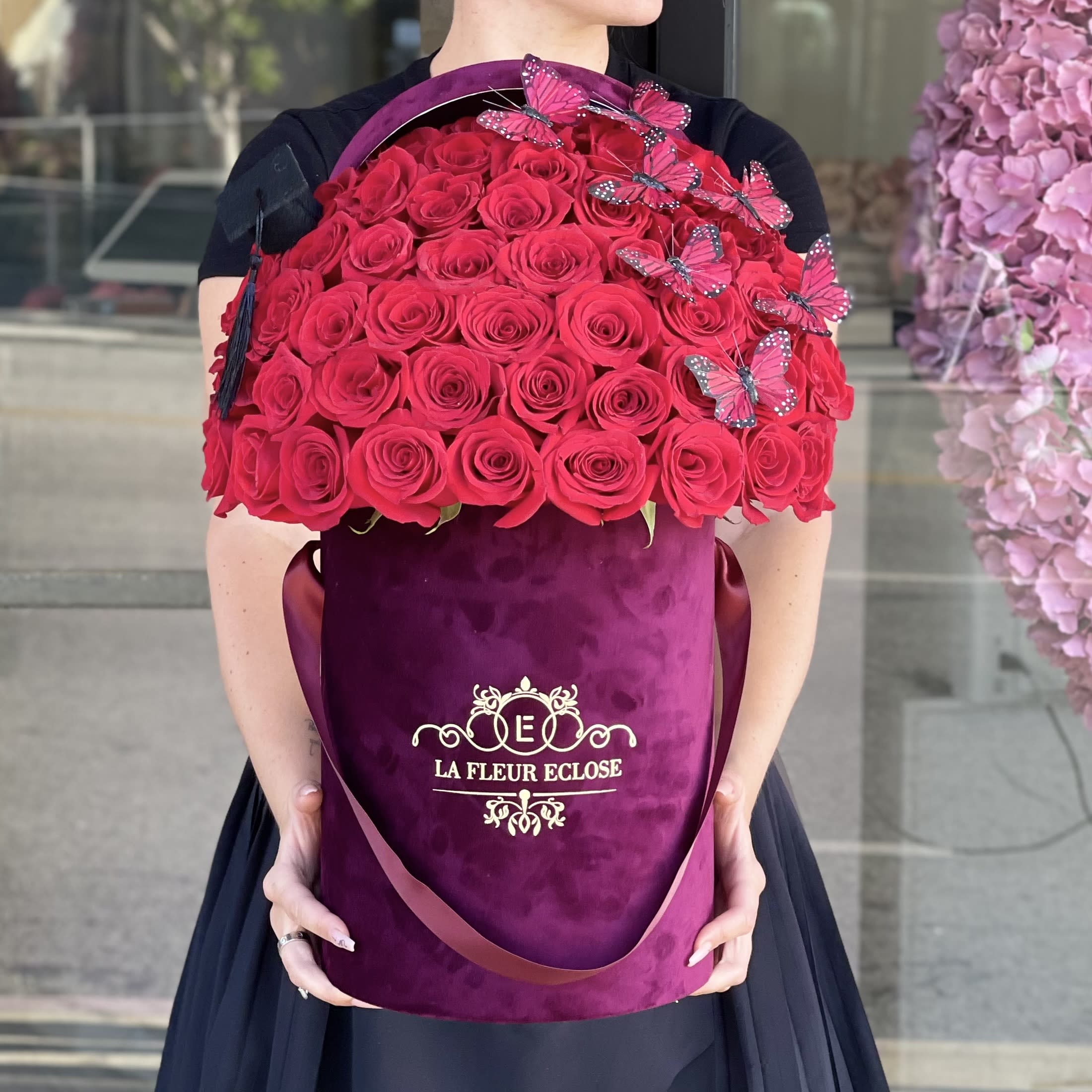 élégance for you  - Red roses in the burgundy box