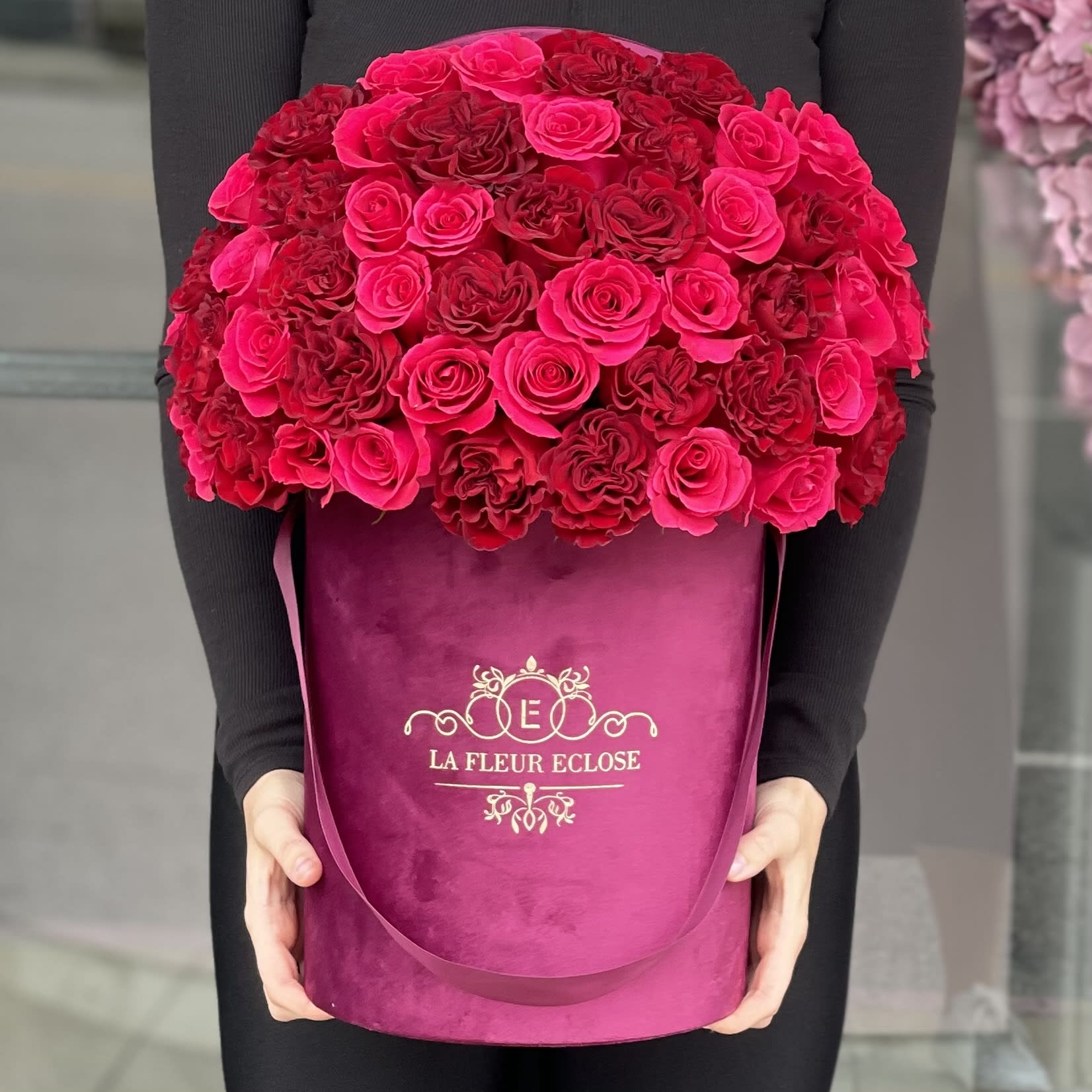 Hot &amp; Red Roses  - 50 red and hot pink roses in a signature box