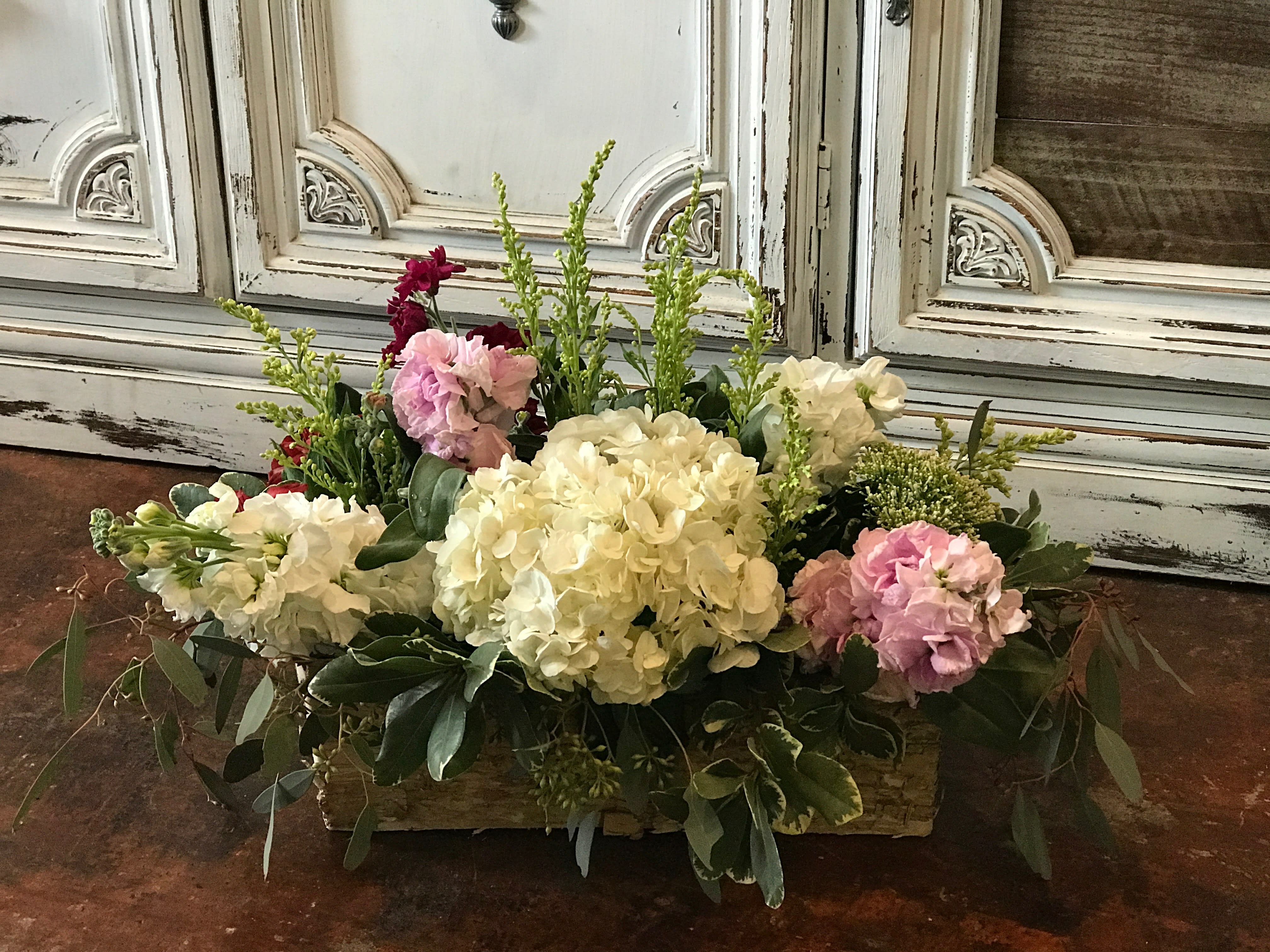 Make Our Day Happy Make Our Day Happy - A cute little arrangement of stock and a single hydrangea to brighten up our day.