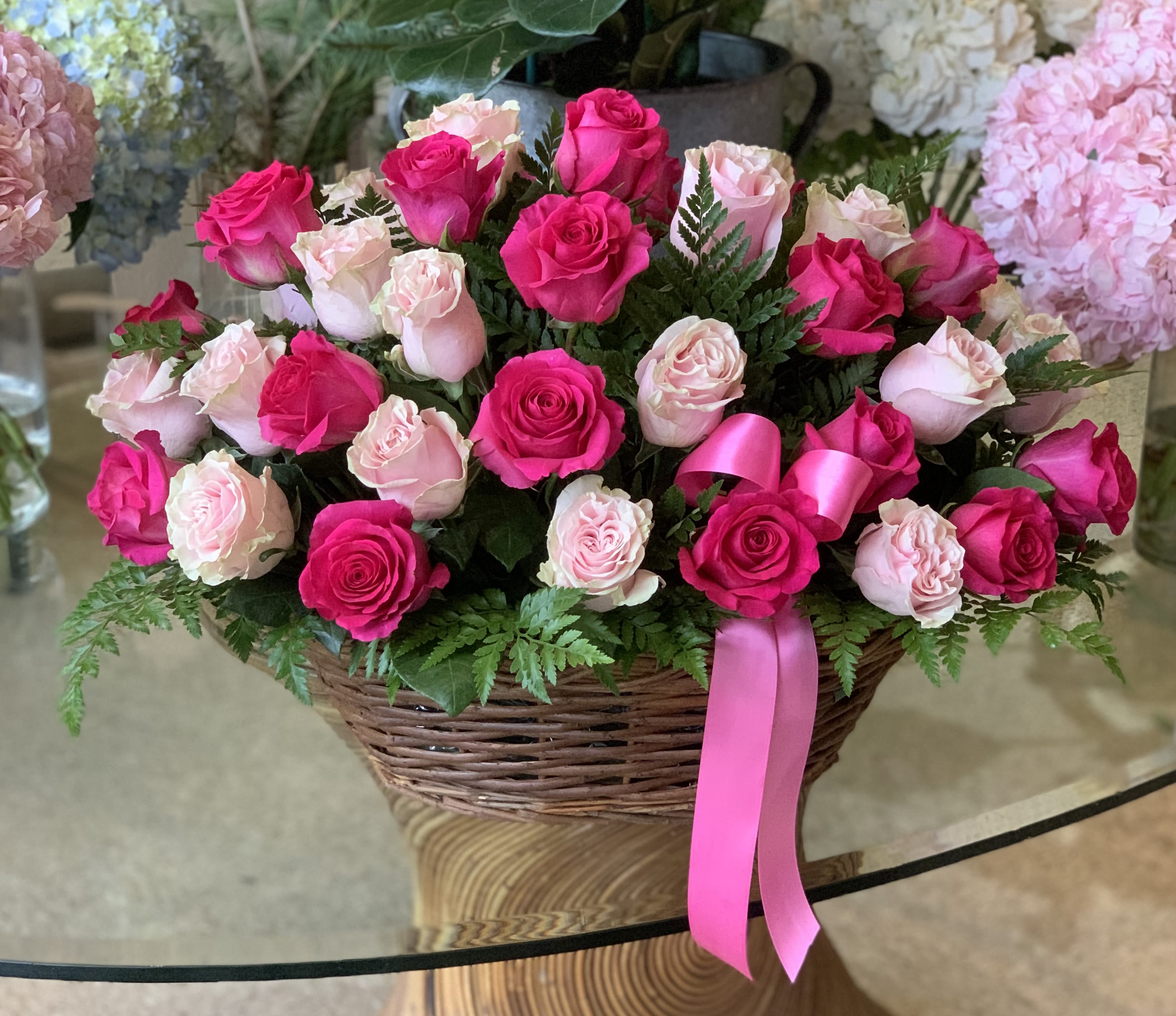 Rose Basket Rose Basket - A 360 degree display of 50 roses. Please note color preference in special instructions.