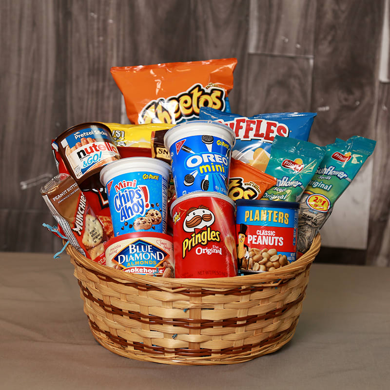 Yummy! Snack Basket Yummy! Snack Basket - Send a basket full of goodies, both salty and sweet!