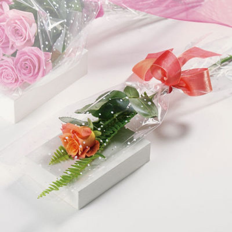 The Single Rose The Single Rose - One fragrant rose, accented with leafy ferns and delightfully wrapped, shows love and caring every single time.