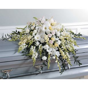 Soft White Thoughts Soft White Thoughts - Casket spray of all white flowers