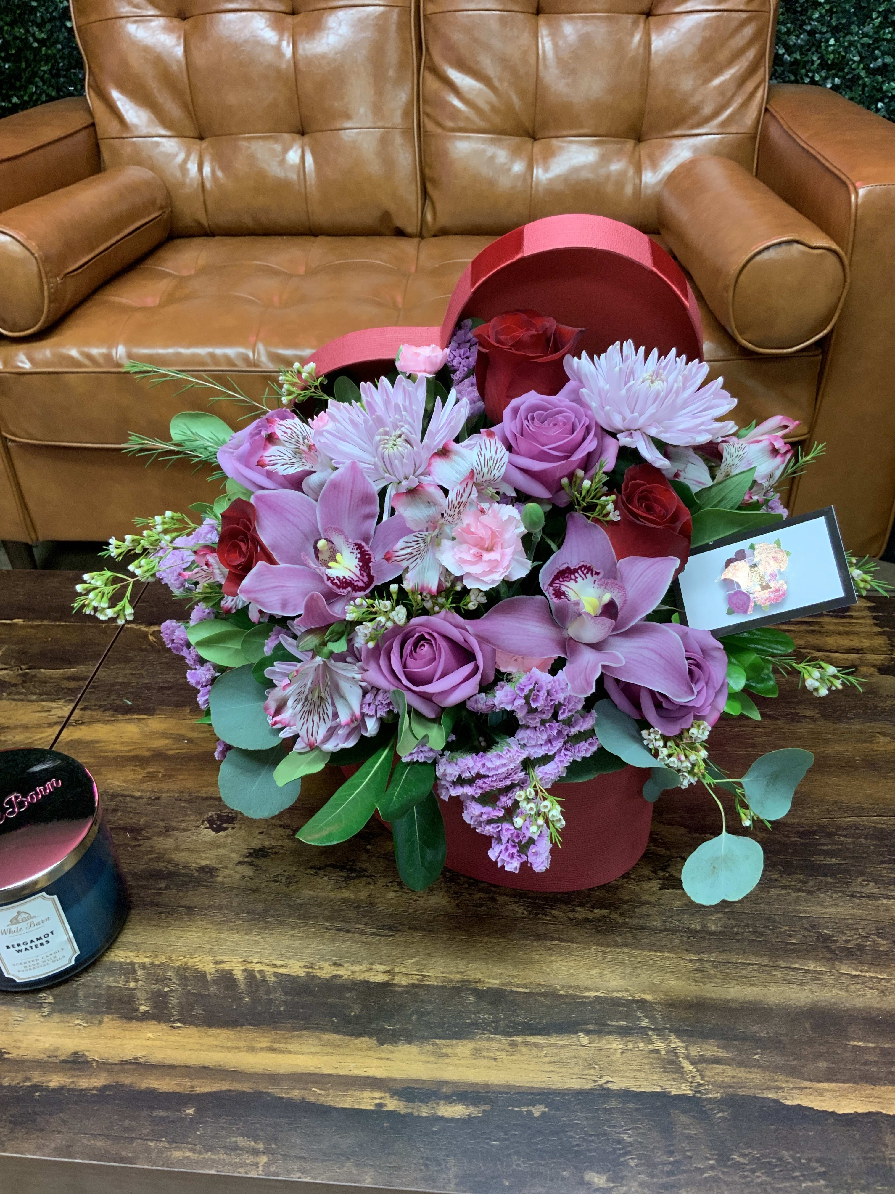 Dreamy Heart Box - Express love and admiration with our stunning Drea Heart Box Arrangement—a luxurious floral display designed to make any occasion extra special. This breathtaking arrangement features a mix of premium orchids, roses, and other seasonal blooms, artfully arranged in a charming heart-shaped box.  Perfect for: Anniversaries, Valentine’s Day, Birthdays, or any moment you want to show love and appreciation. Details:  	•	Includes orchids, roses, and a selection of mixed flowers  	•	Designed in a heart-shaped box for a romantic touch  	•	Box color may vary based on availability, ensuring a unique and beautiful presentation every time  Let your loved one feel cherished with this exquisite floral gift!  * Flowers will come approximately as shown                                                       Amore Dolce Flower Shop (323)726-2222  1004 W.  Beverly Blvd Montebello CA 90640 #fyp #fypシ #fypage #fypシ️Flower delivery montebello ,Whittier,Pasadena,Downey,Pico Rivera,la habra,downtown ,los angles  