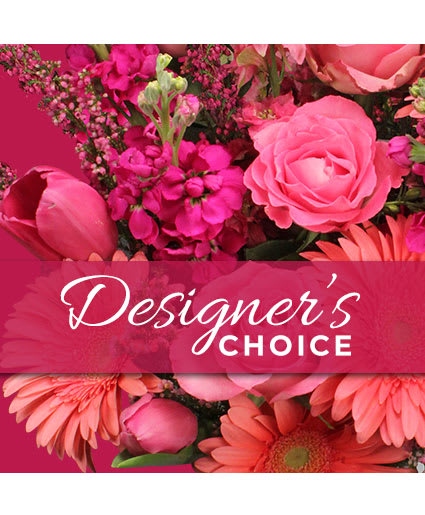 Designer's Choice - PINKS Designer's Choice - PINKS - Feeling pretty in pink? Let our design team create an arrangement using a prettiest pink flowers designed in a glass vase (flowers will vary from that seen in picture)