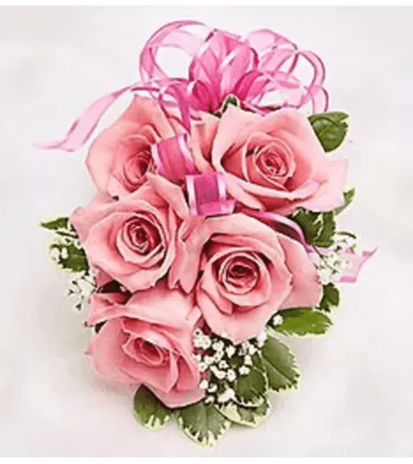 Pink Rose Corsage *PICK UP ONLY* Pink Rose Corsage *PICK UP ONLY* - A classic beauty that's perfect for proms, weddings, or to add elegance to any occasion. Our florists hand-craft a gorgeous pink rose corsage accented with fresh greens to make her look radiant. Beautiful hand-designed wrist corsage arrangement of pink roses, accented with fresh greenery (6-7 roses depending on bloom) Our florists hand-design each arrangement, so colors, varieties, may vary. Please place 24 hours in advance to ensure availability. For any modifications or custom requests, please call!