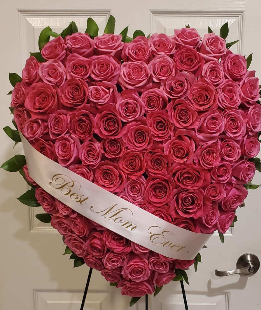 All Roses Heart Wreath - A classic style for those to celebrate a life well lived.