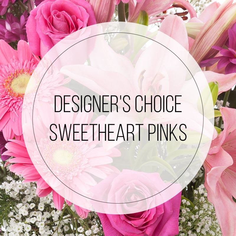 Pink Designers Choice - Our floral arrangements are handcrafted with fresh, seasonal blooms, and each design is one of a kind. The arrangement pictured is an example of our style and quality, but your order may vary slightly due to flower availability, your budget, and customization. Rest assured, we will create something beautiful and tailored to your preferences!  Don’t see a price that fits your budget? Give us a call! We’re happy to work with you to create a custom arrangement that suits your style and spending plan. At Sherwood Florist, we believe everyone deserves a little beauty in their life—no matter the budget. 