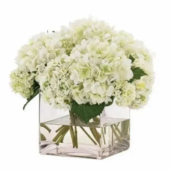 White cloud White cloud - Beautiful hydrangeas tide in a cube vase