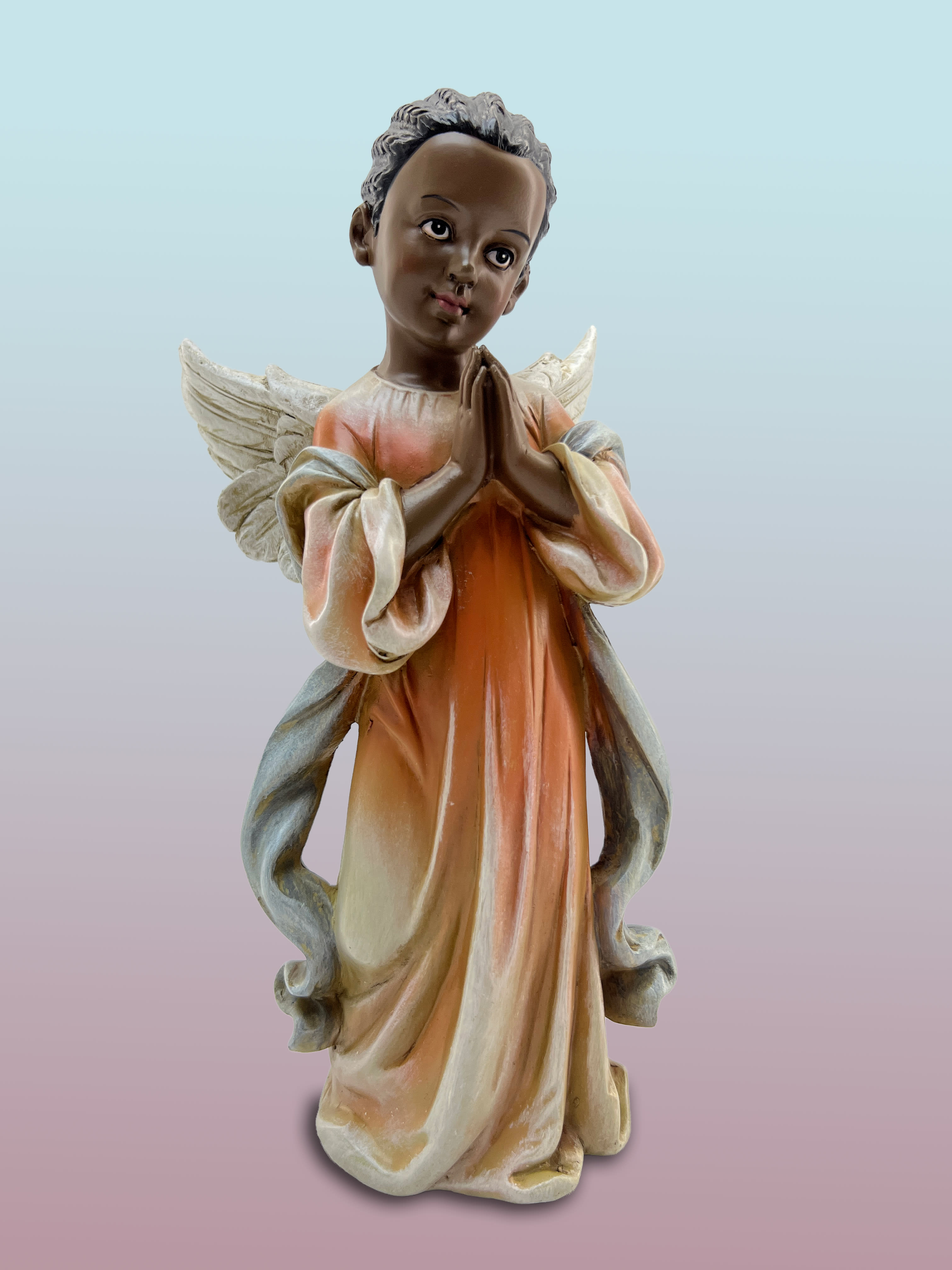Praying African American Angel Girl - Resin sculpture Can be bought separately or displayed within a floral arrangement.