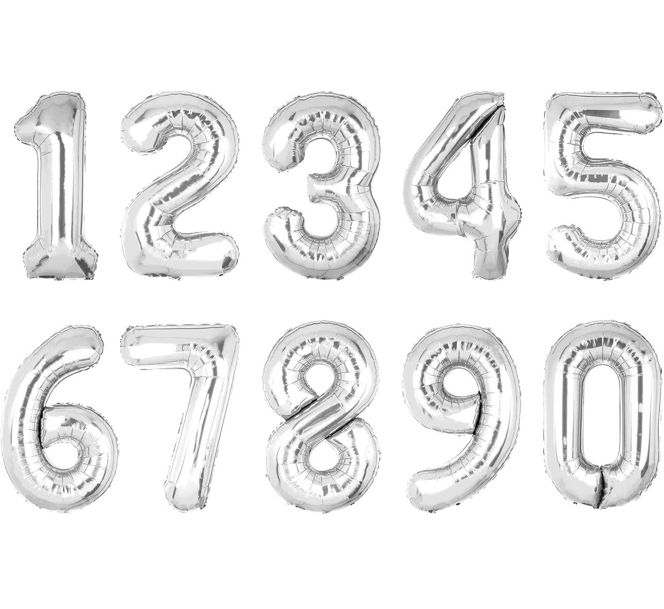 Helium filled SILVER number balloon - Elevate your celebrations with this 36 -inch helium filled number balloon. Perfect for birthdays, anniversary, and holiday and special events.   all number available prices is per number, NOTE please write the number that you like to get on notes or special instruction at the end before check out. or call the store to et us know after placing the order 