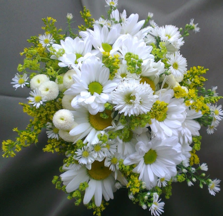 Daisy a Day by D Bryant Designer - White daisies with touches of yellow are a cheerful and traditional bouquet sure to bring a smile to anyone's face.   