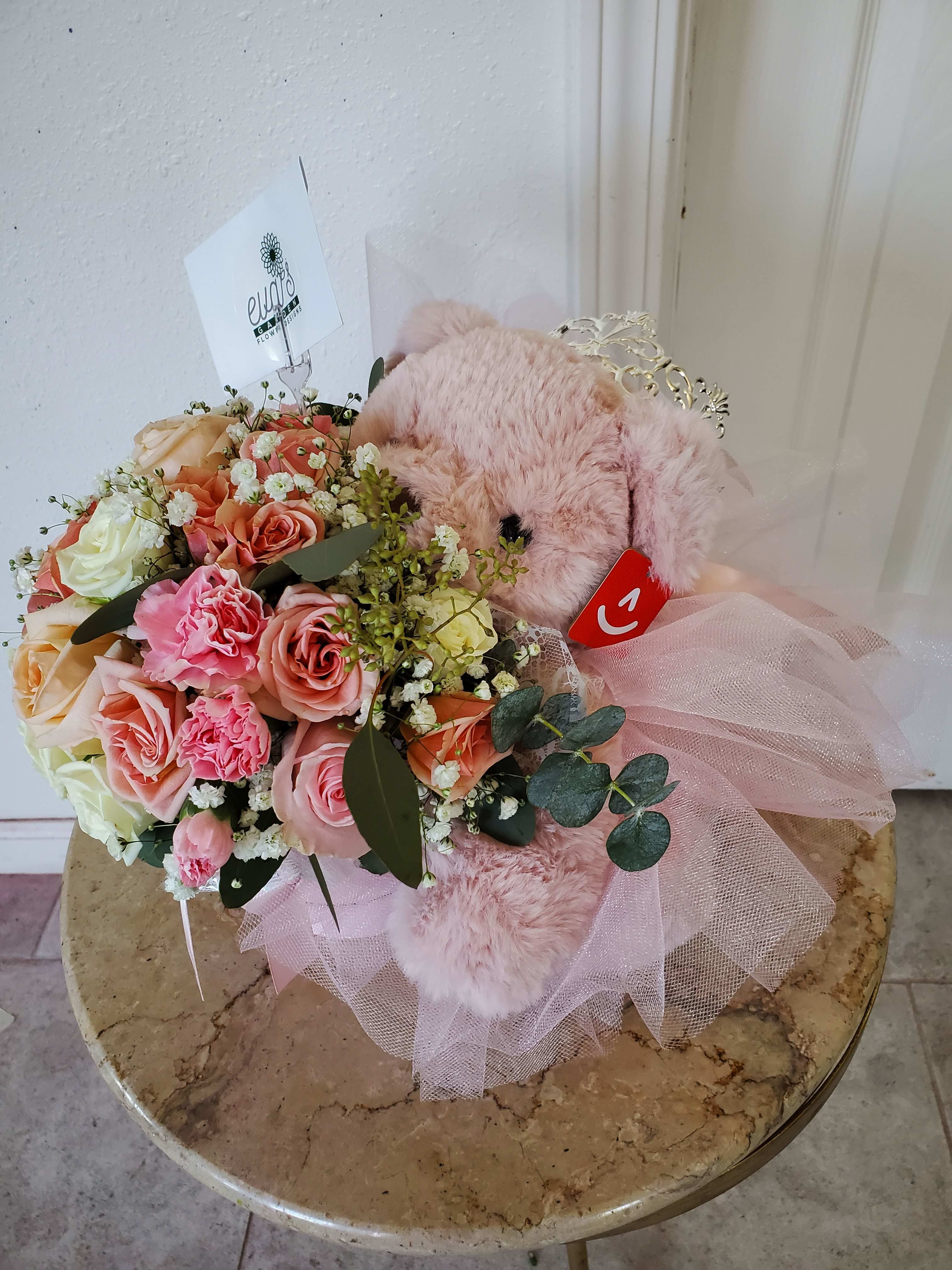 Ballerina Teddy Arrangement Ballerina Teddy Arrangement - Sweet arrangement with a ballerina teddy bear. Perfect for little ones or expecting mothers. (Picture depicts a standard product; deluxe & premium size available upon request)