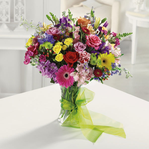 Simply Sensational (BB) - Every color of the rainbow, this sensational arrangement delivers an entire garden in one vase.