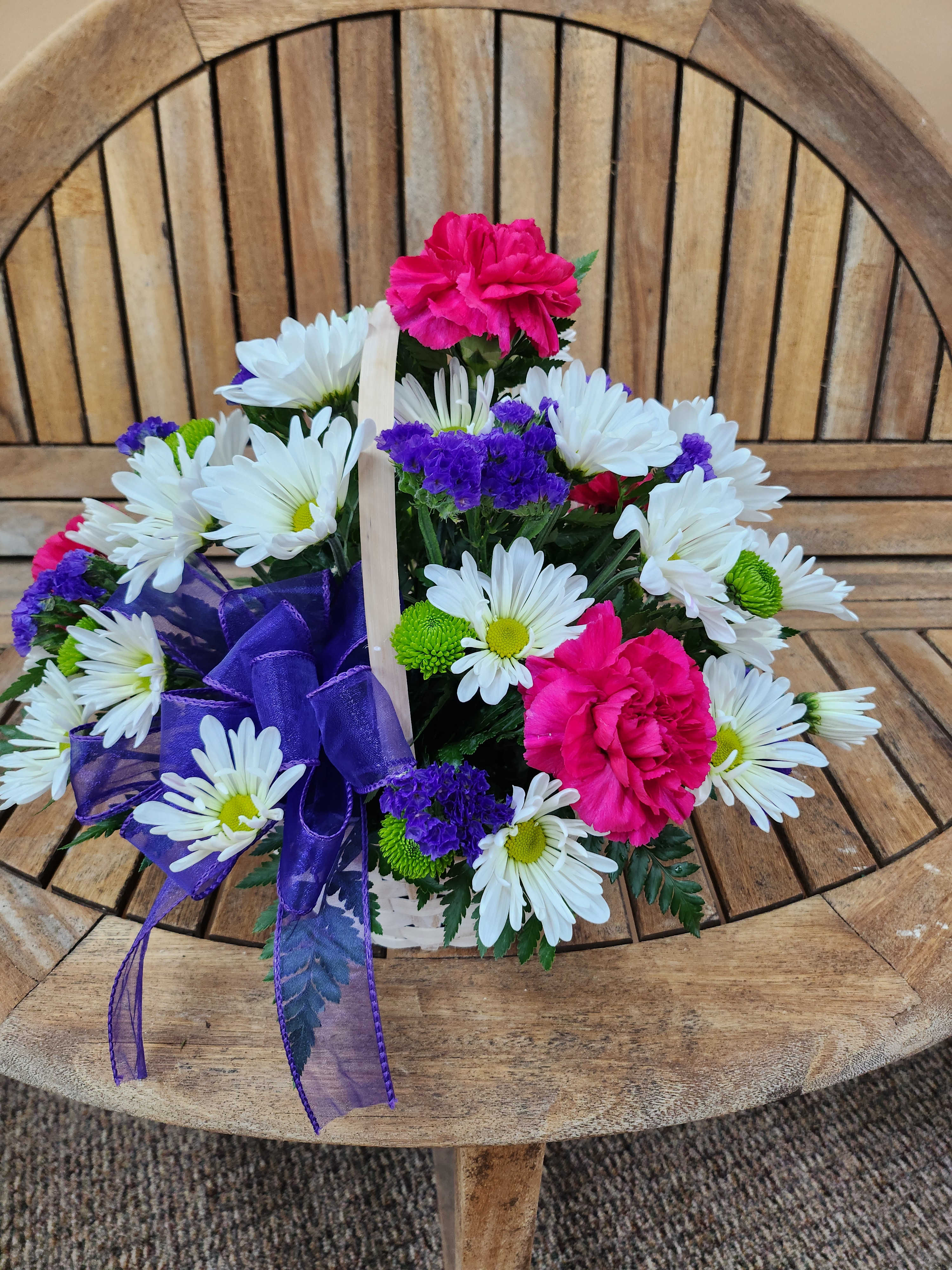 BSK06 Blooming Bounty - Wicker Basket Arrangement Of Seasonal Flowers