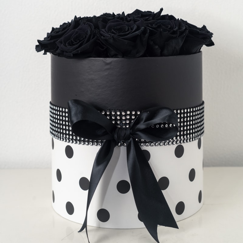 Polka Dots Roses Polka Dots Roses - Real preserved roses lasting years! (roses can be any color upon request/availability, box/vase may vary)