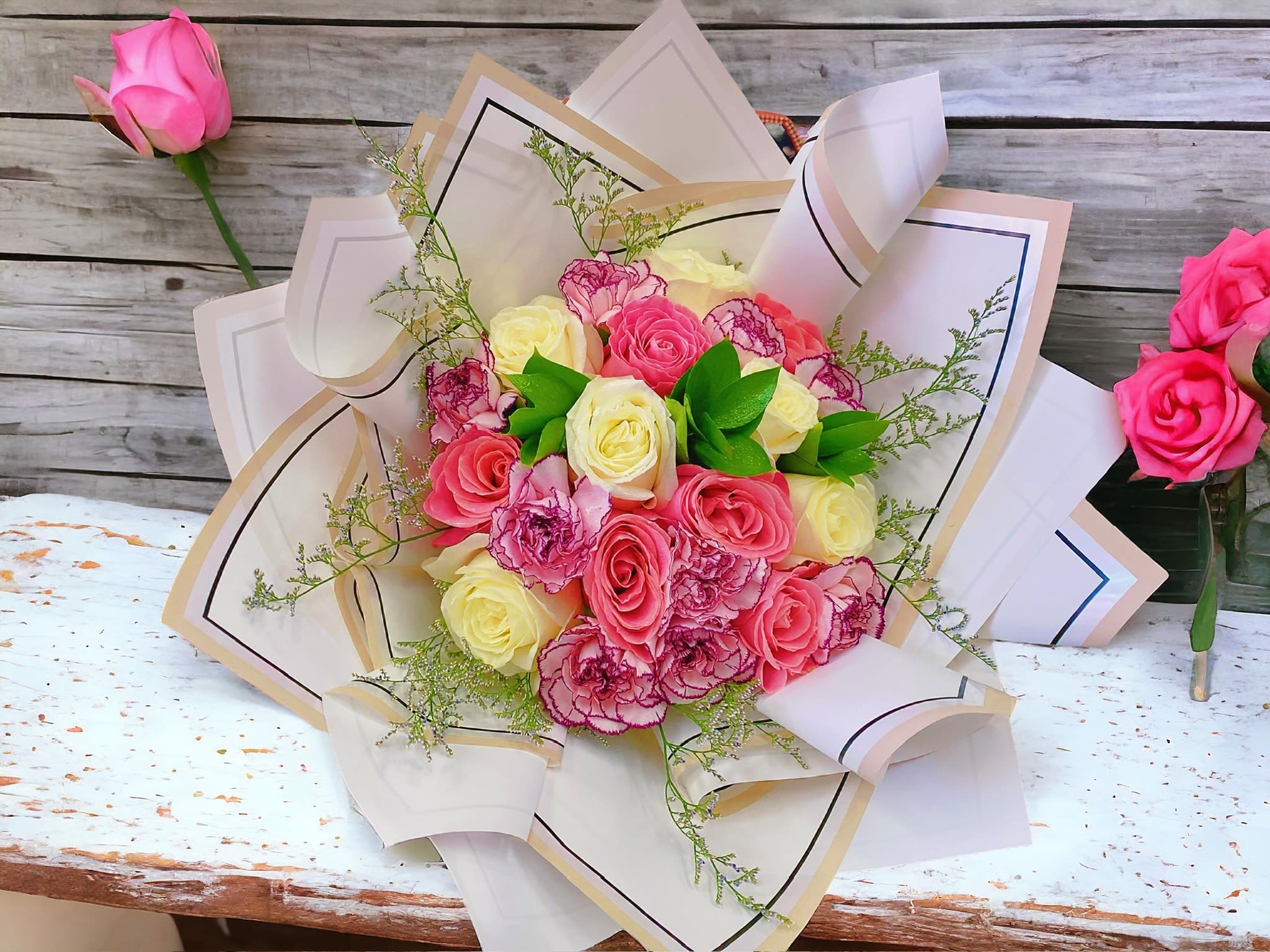 12 roses 12 carnation bouquet 12 roses 12 carnation bouquet - 12 roses 12 carnation bouquet