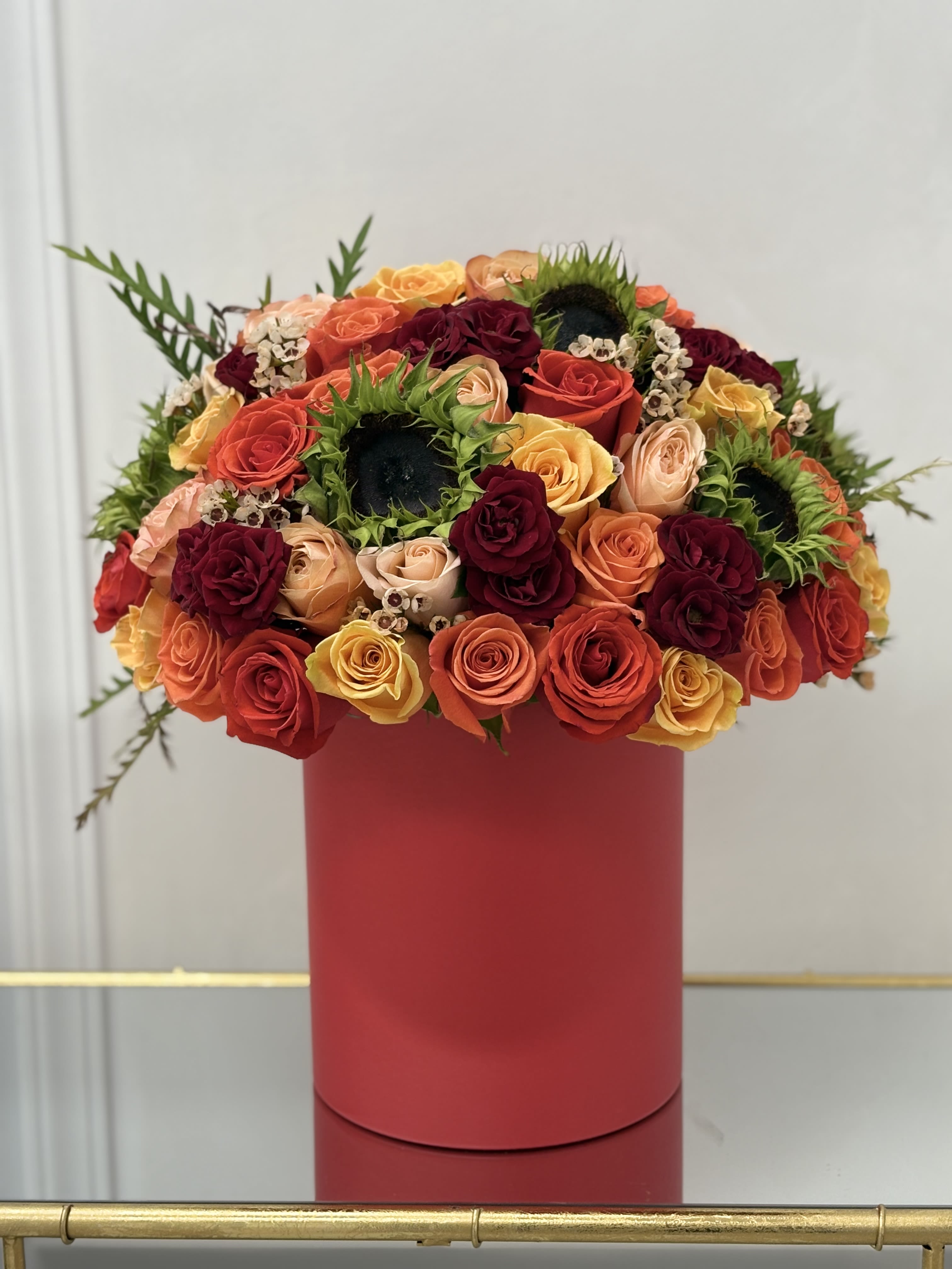Bright Summer Hat Box By VLM Flowers - The bright hues of this composition are as warm as the bright summer sun.